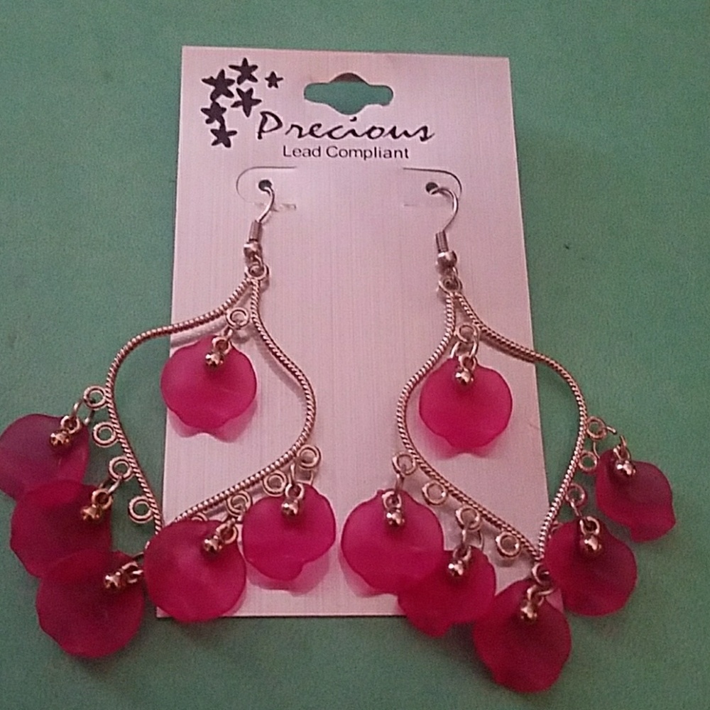 Precious Raspberry Colored Long Earrings